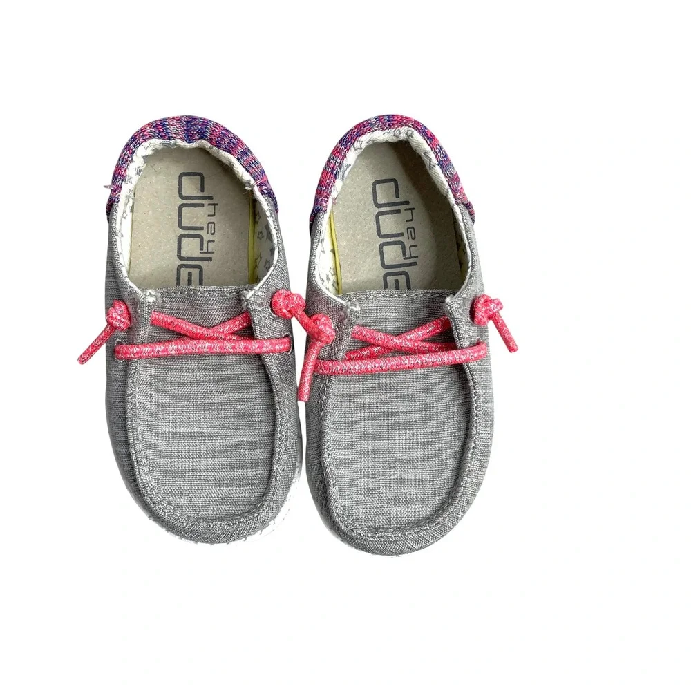 NEW Hey Dude Wendy Toddler Funk Grey moccasins loafers‎ Size 7 Toddler gray pink